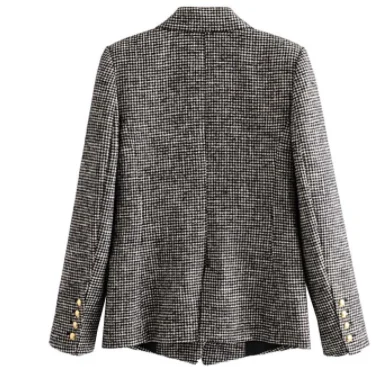 Женские формальные твидовые двубортные пальто с длинными рукавами и карманами