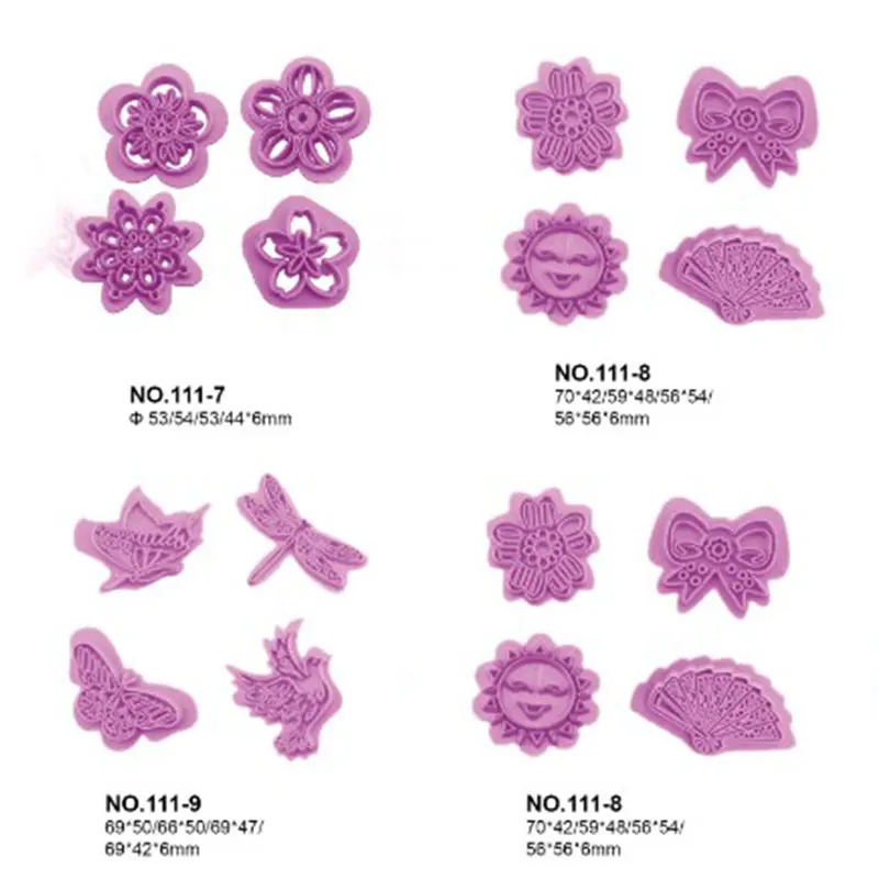 

4PCS/Set Plastic Baking Mold Kitchen Biscuit Cookie Cutter Pastry Decorating 3D Die Fondant Cake Decorating Tools DIY Mould