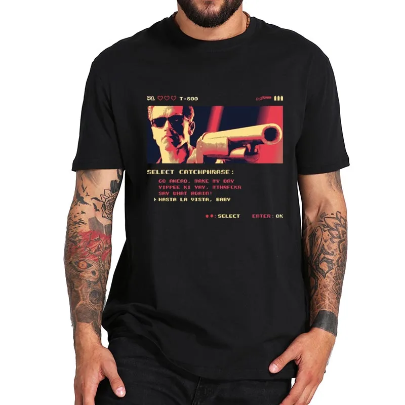 

The Terminator Hasta La Vista T Shirt Action Sci-Fi Movie T-Shirt High Quality Male Premium Camisetas