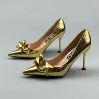 Gold  Heels African Party Shoe and Bag Set 2022 Sandals Ladies Sexy Pump Slip On Pointed Wedge Lace-Up Golden Fine Latest Burgun