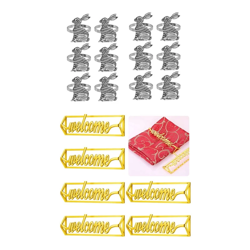 

12 шт. кольцо для салфеток с кроликом, кольцо для салфеток с кроликом, украшение для стола с 6 кольцами для салфеток, кольцо-держатель для салф...