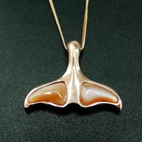 hot selling rose gold 925 sterling silver natural shell pearl mother of pearl whale tail pendant women necklace for gift