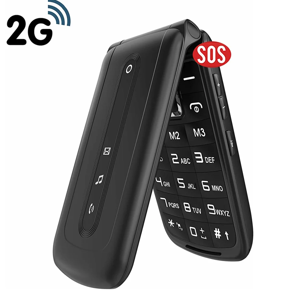 Мобильный телефон 2G для пожилых людей с 2 батареями кнопка SOS большой
