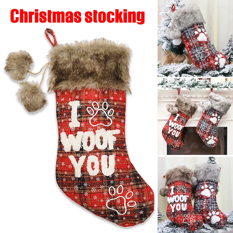 

Newly Reussable Christmas Lattices Sock Christmas Tree Pendants Xmas Home Decorations CLA88