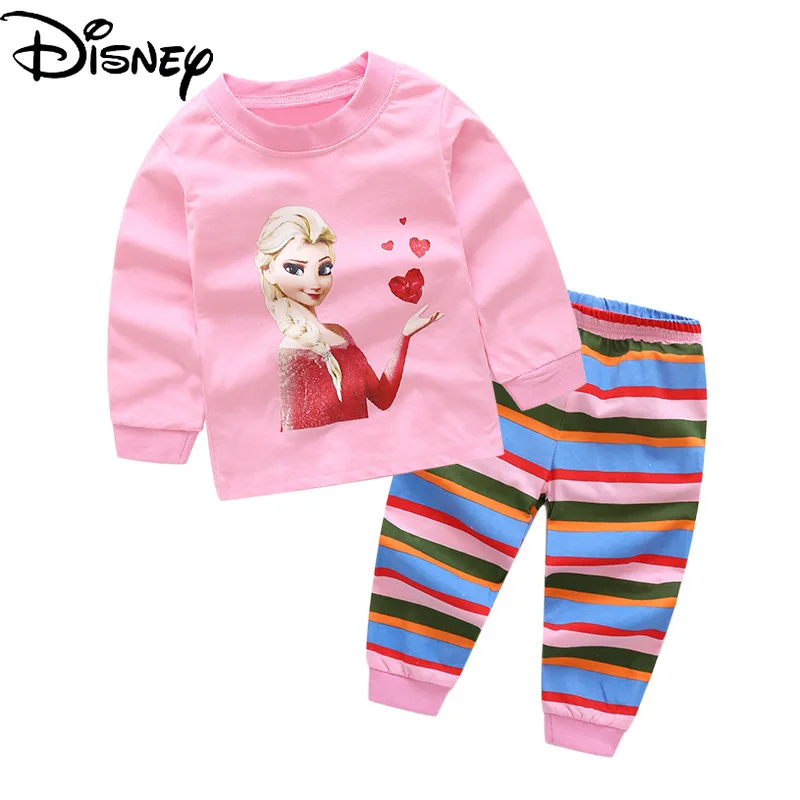 

Disney Little Girl Clothes Frozen Aisha Princess Cotton Children's Long Sleeve Pajamas Two-piece Girls Pajamas Printed Homewear