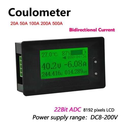Кулонометр LTO, свинцово-кислотный тестер емкости, напряжения и тока, постоянный ток 200 в, 0-500A