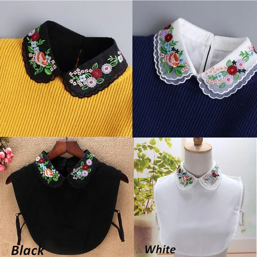 

Women Embroidery Fake Collar Blouse Detachable Lapel Fake Collar for Women Clothes Accessories False Collar