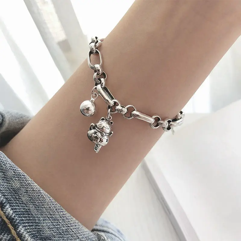 Sterling Silver Bracelet Women Fashion Jewelry Popular Boys Day Gift S925 Girl Charm Personalized Customized Couple engraved signature charm silver bracelet customized handwritten on tag bangle personalized fashion gift jewelry