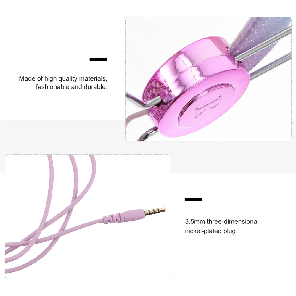 

Kids Over Ear Headphone Rhinestone On Ear Headset Headphone with Mic