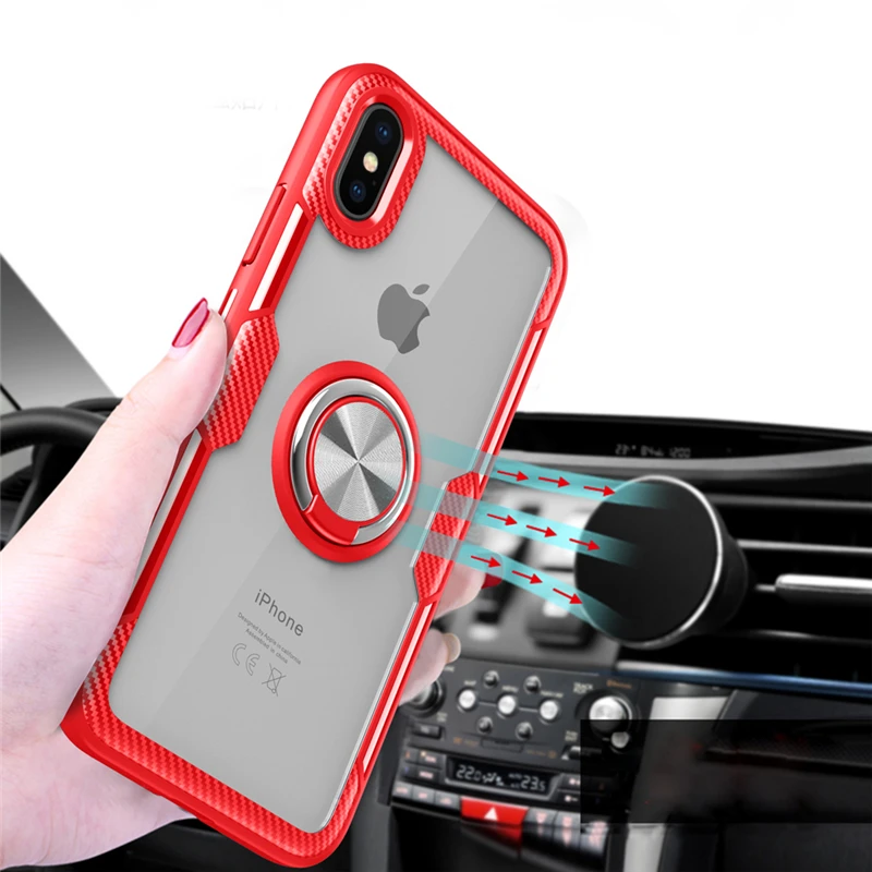 Чехол-подставка с кольцом для iPhone 11 Pro XS Max XR X 7 6 S Plus прозрачная Противоударная