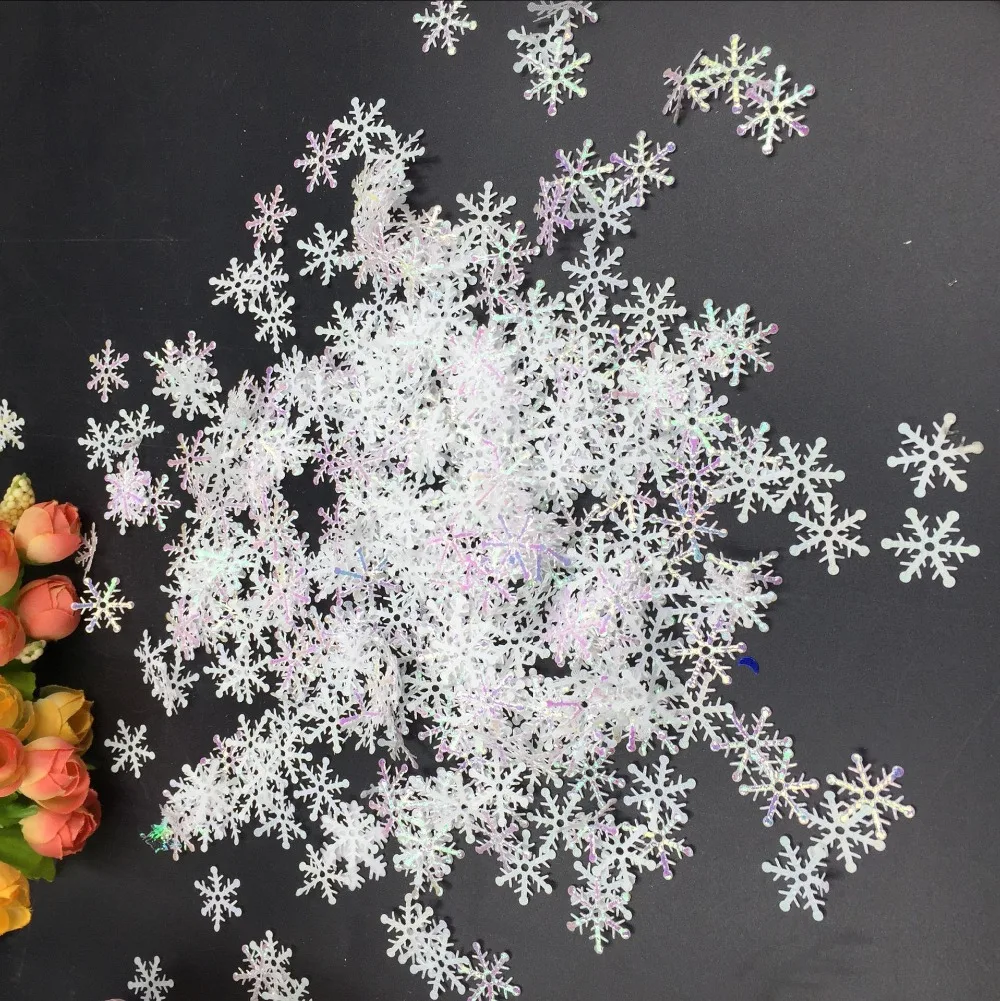 200ps 3cm White Plastic Artificial Snowflake Frozen Party Christmas Decorations for Home Winter Wedding Decorations Navidad