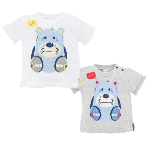 Kavkas/футболка для маленьких мальчиков летняя футболка из 100% хлопка с короткими рукавами и рисунком медведя для новорожденных camiseta bebe recien nacido