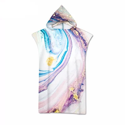 

New Printed Bath Beach Hooded Towel Microfiber Robe Towel Poncho for Swimming Beach Surf unisex Bathrobe Beachwear