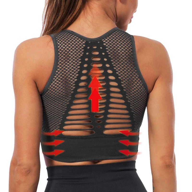 

Women Sports Bra Sexy Mesh Breathable Sports Top Push Up Female Active Bras Underwear Female Seamless Running Yoga Bra