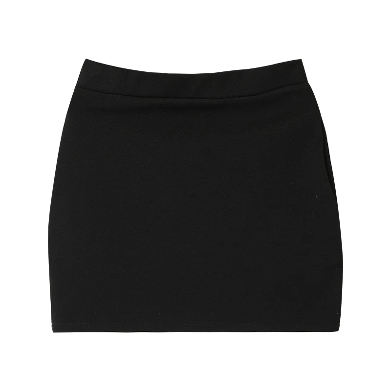 Весна-лето 2020 облегающая юбка на бедрах черная трапециевидная с завышенной