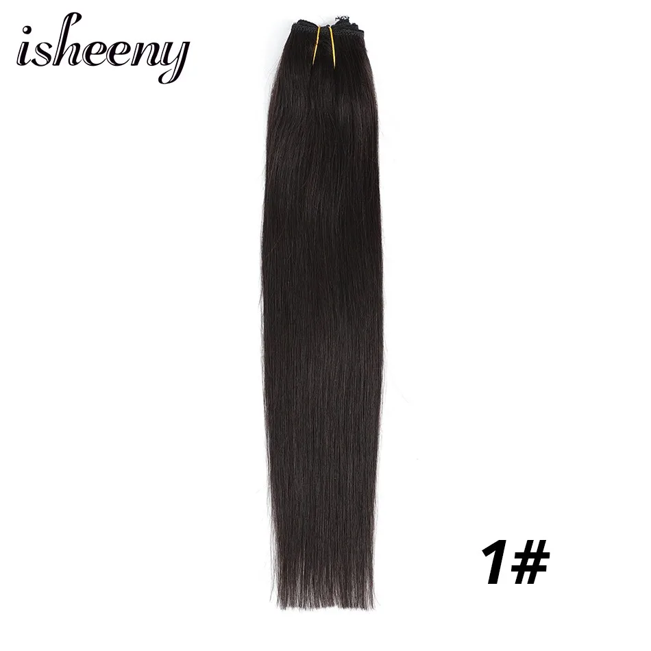 #1 Isheeny Реми прямо человеческих волос ленты расширения образцы Perfessional салон утка кожи расширение 5 шт. для тестирования волос - Цвет: #1