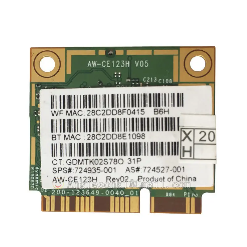 BCM94352HMB 94352 BCM4352 DUAL BAND WiFi Card for HP Broadcom+ Bluetooth 4.0 867 Mbps Mini PCI-E 802.11ac SPS 724935-001 725 755 |