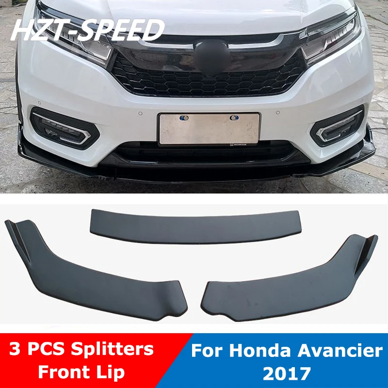 

3 PCS ABS Material Carbon Fiber Looking Front Shovel Bumper Lip Diffuser Spoiler For Honda AVANCIER 2017