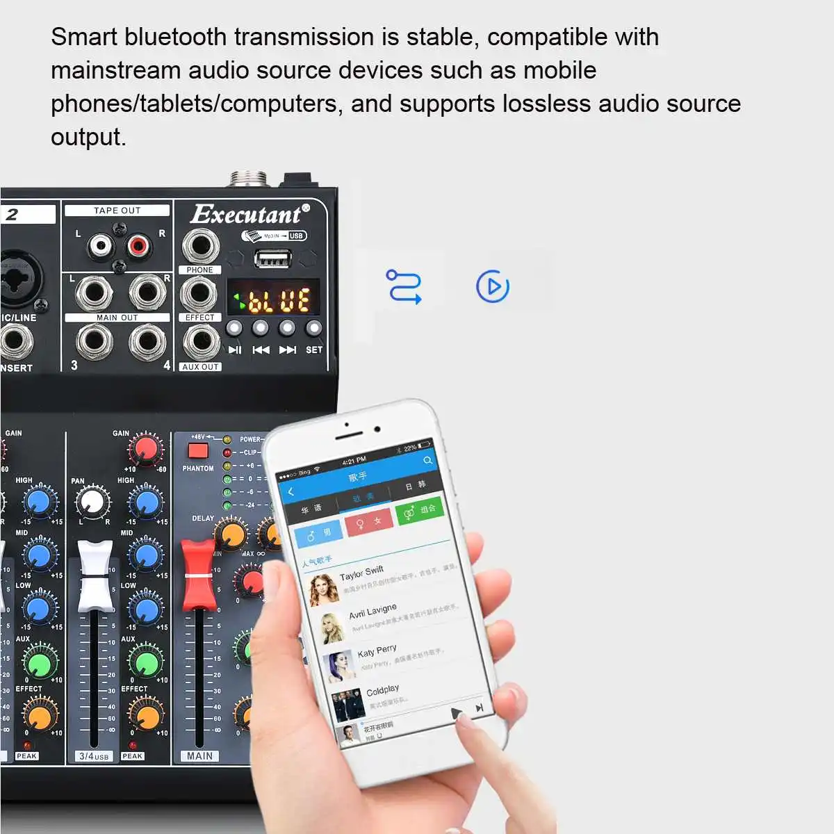 4 Channels Professional Studio Audio Mixer bluetooth USB DJ Sound Mixing Console 48V Phantom Powers Monitor Amplifier | Электроника