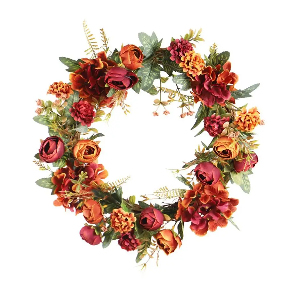 

40cm Door Wreath Large Garland Artificial Flower Wreath Wall Hanging Door Decoration Home Decoration Farmhouse Decor 2020