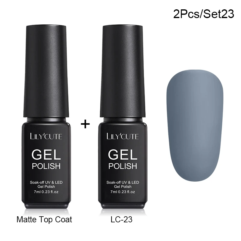 2 Pcs 23 LILYCUTE Матовый УФ-гель для ногтей матовый верхний слой цвет УФ гель для ногтей лак Гибридный впитывающий гель лак маникюрный гель лак - Цвет: 2 Pcs 23