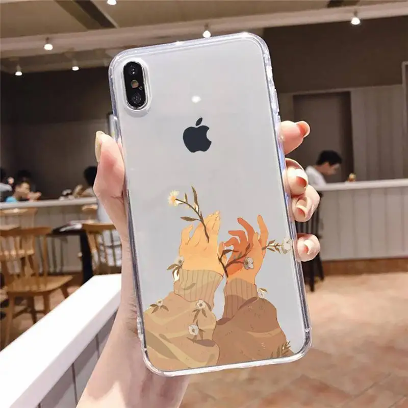 

Finger Art Aesthetic Hand Phone Case Transparent soft For iphone 5 5s 5c se 6 6s 7 8 11 12 plus mini x xs xr pro max