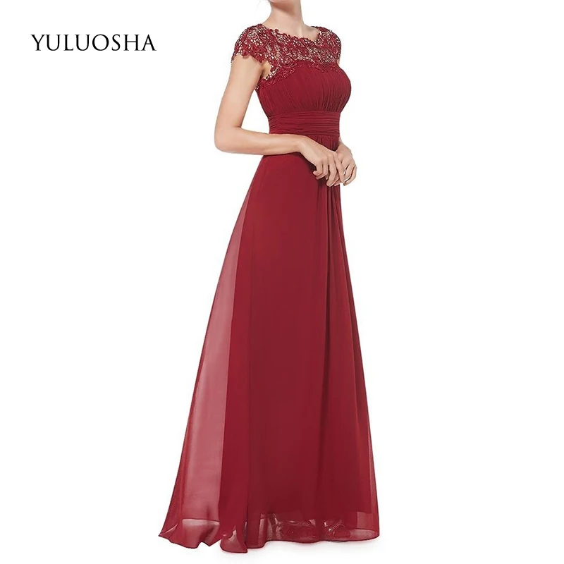 YULUOSHA вечернее платье А силуэта сексуальное кружевное без рукавов с круглым