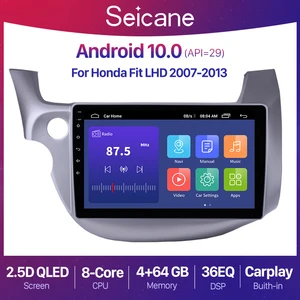 Автомагнитола Seicane, 2 din, 10,1 дюйма, Android 10,0, 2 + 32 ГБ, GPS-навигация, мультимедийный плеер для Honda Fit JAZZ 2007-2013, с левым рулем