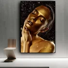 Художественная масляная живопись на холсте куадрос плакаты и принты черная золотая женщина обнаженная африканская скандинавская настенная картина для гостиной