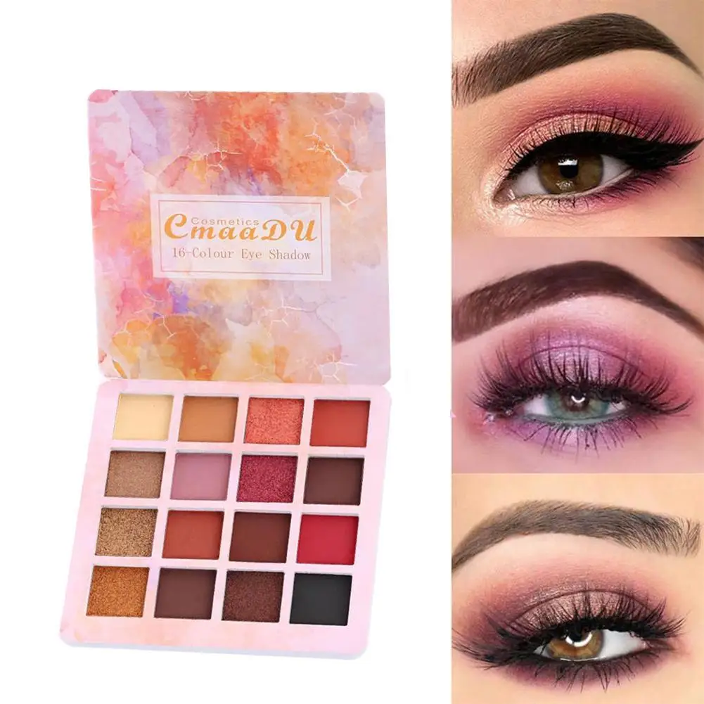 16 цветов Блеск мерцающие тени для век макияж Палетка с дымчатыми оттенками