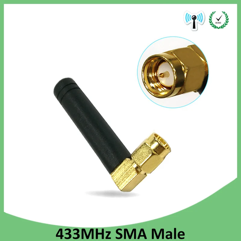 

5pcs 433MHz Antenna IOT 2.5dbi SMA Male Connector 433 MHz antena Small size elbow rubber antenne Wireless Receiver for Lorawan