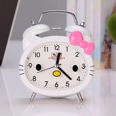 4 3 дюймов мультфильм рисунок «Hello Kitty» пары Колокольчик металлический немой подсветкой будильник для студента, детская одежда с «hello kitty» Часы с котами - Цвет: 4