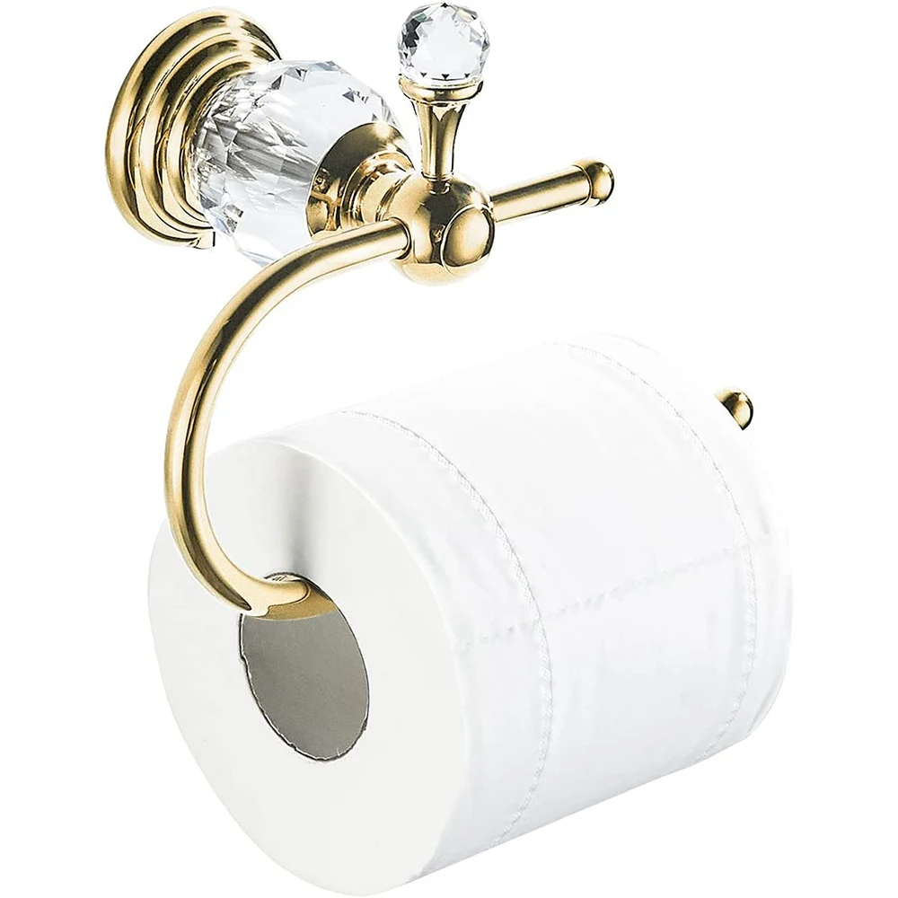 

Toilet Wall Mounted Toilet Paper Holder Bathroom Kitchen Roll Paper Accessories Crystal Brass Paper Towel Towel Accessory Rack
