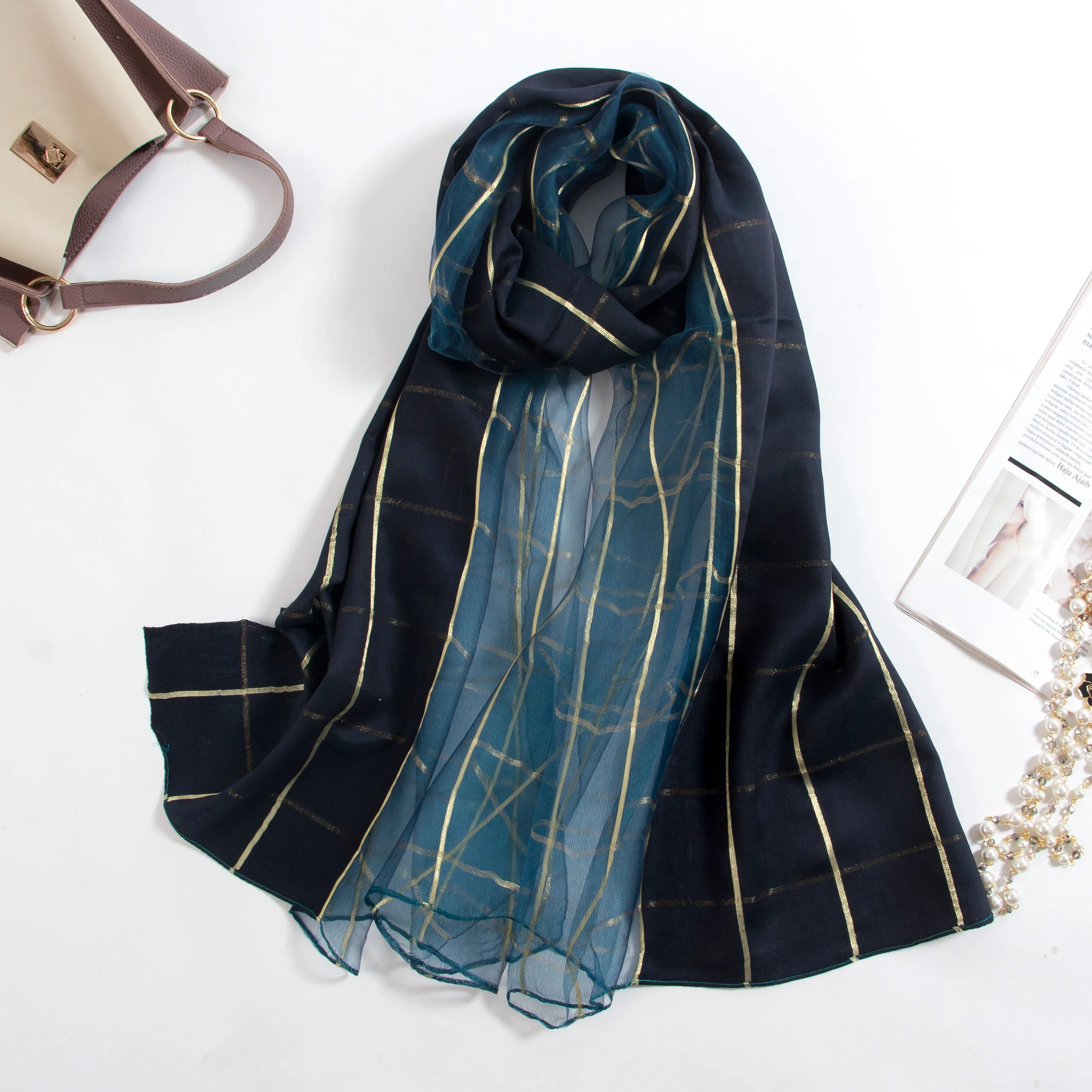 2019 весна осень Шелковый шарф Женская шаль накидка хиджаб платок бандана Пашмина