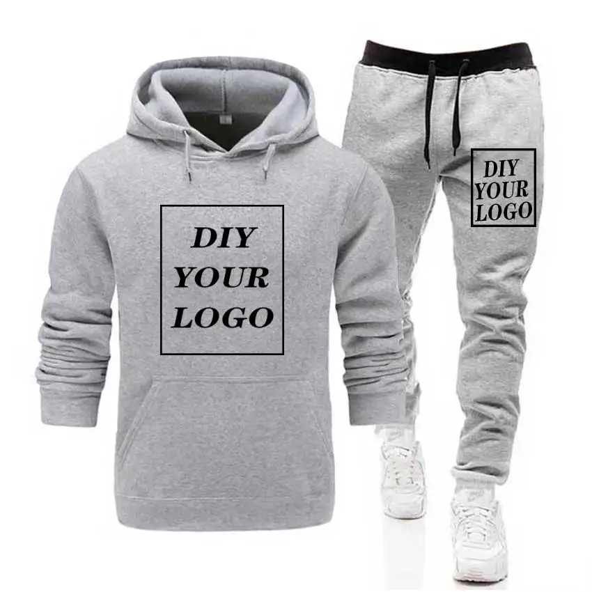 custom logo Print Толстовки и штаны с принтом логотипа по индивидуальному заказу; плотный свитер; удобная уличная одежда унисекс с логотипом «сделай сам»; Спортивный костюм; Прямая поставка; пуловеры - Цвет: custom logo Print