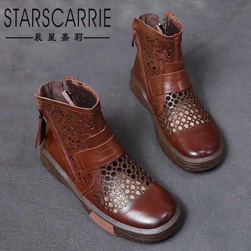 

Новинка 2021, женские кожаные тонкие ботинки со шнуровкой, сетчатые ботинки, Крутые ботинки, весенне-летние ботинки на толстой подошве, женска...