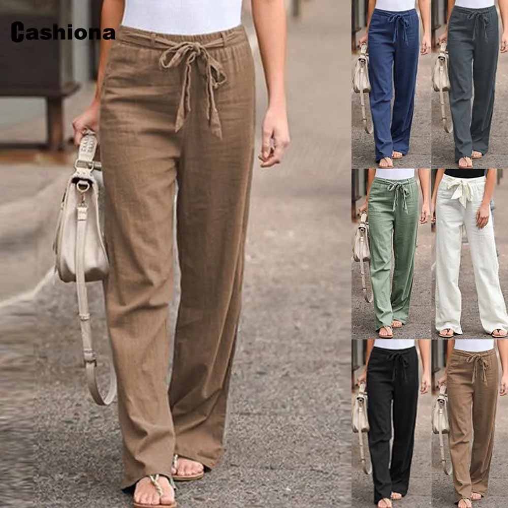 Cashiona 2021 Plus size 3xl Women's Pants 2021 Summer Casual Drawstring Trousers Female Ankle-Length Pants Loose Harem Pantalon