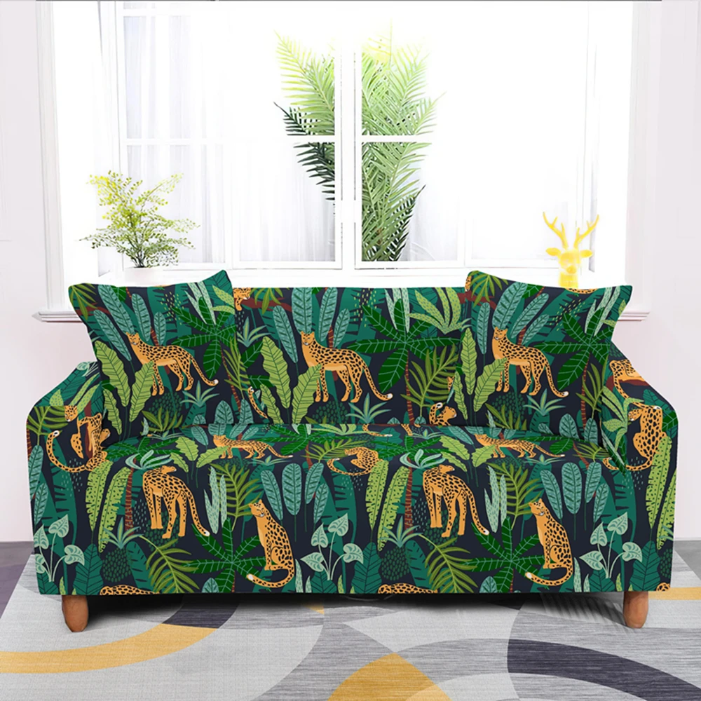 

Леопардовой расцветки в тропические растения эластичный чехлы для диванов стрейч диванные покрывала съемным моющимся 1/2/3/4 местный чехлов ...