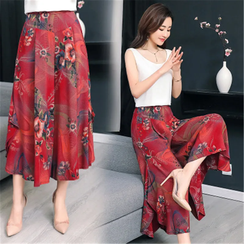 Женские широкие брюки новые летние штаны модные размера плюс эластичные с