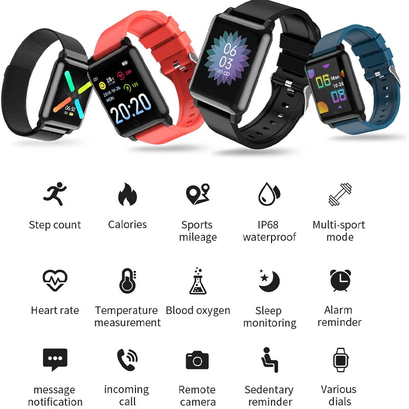 Arvin ECG F54 Body Temperature Sleep Tracker Smart Watches Women Man Long Standby Heart Rate Smartwatch Sport Watch | Электроника