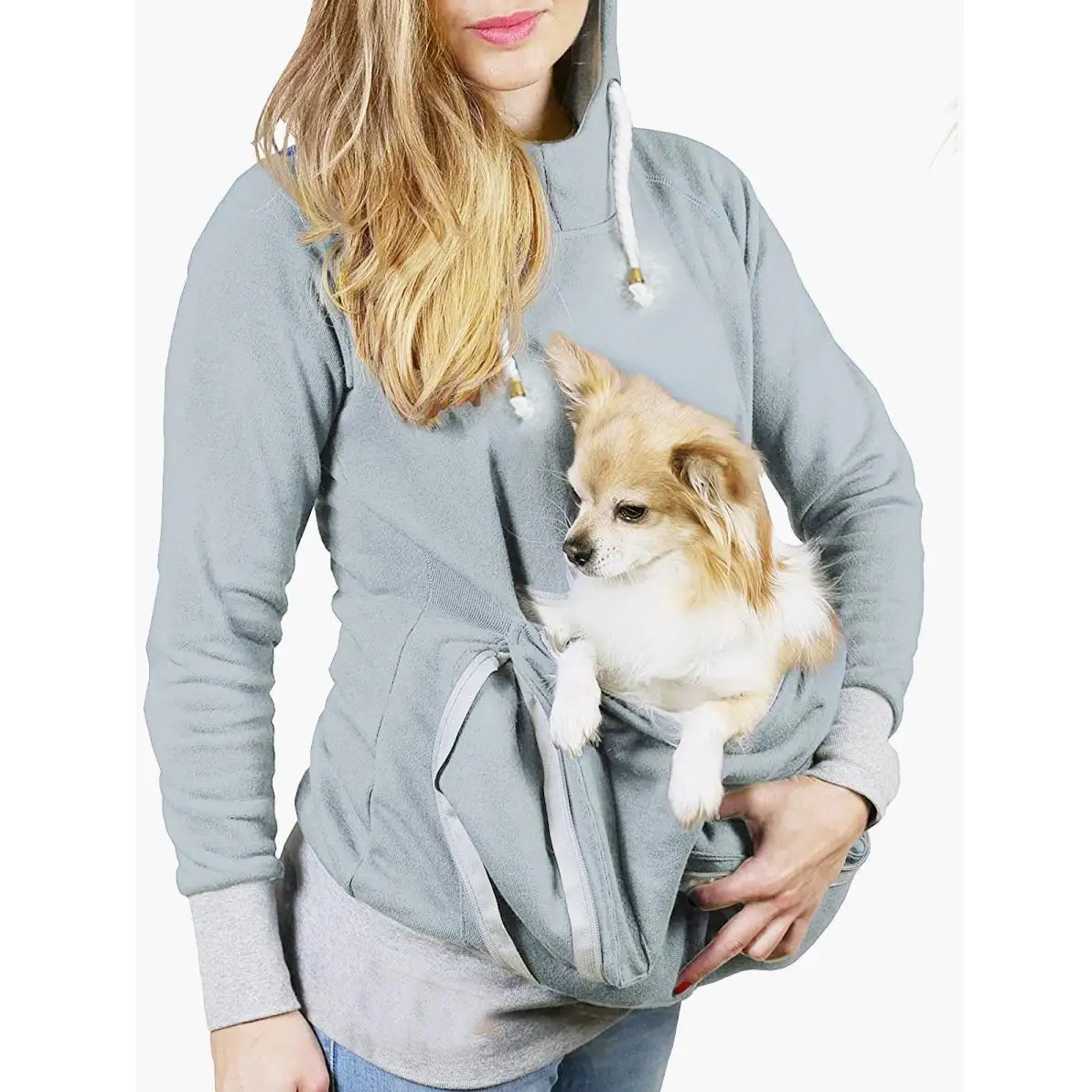 

Unisex Big Pocket Hooded Sweatshirt for Pets owner Autumn and Winter Solid Color Long-sleeved Hood Fleece Pullover Sweatshirt