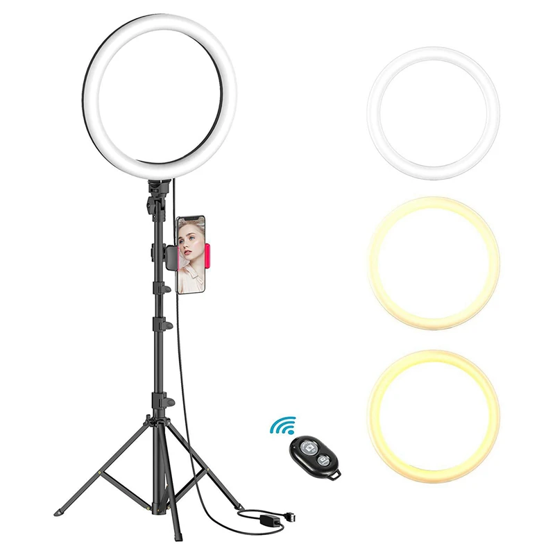 Selfie Ring Light Dimmable LED Video USB Lamp with Retractable Tripod for Makeup Live Studio | Электроника