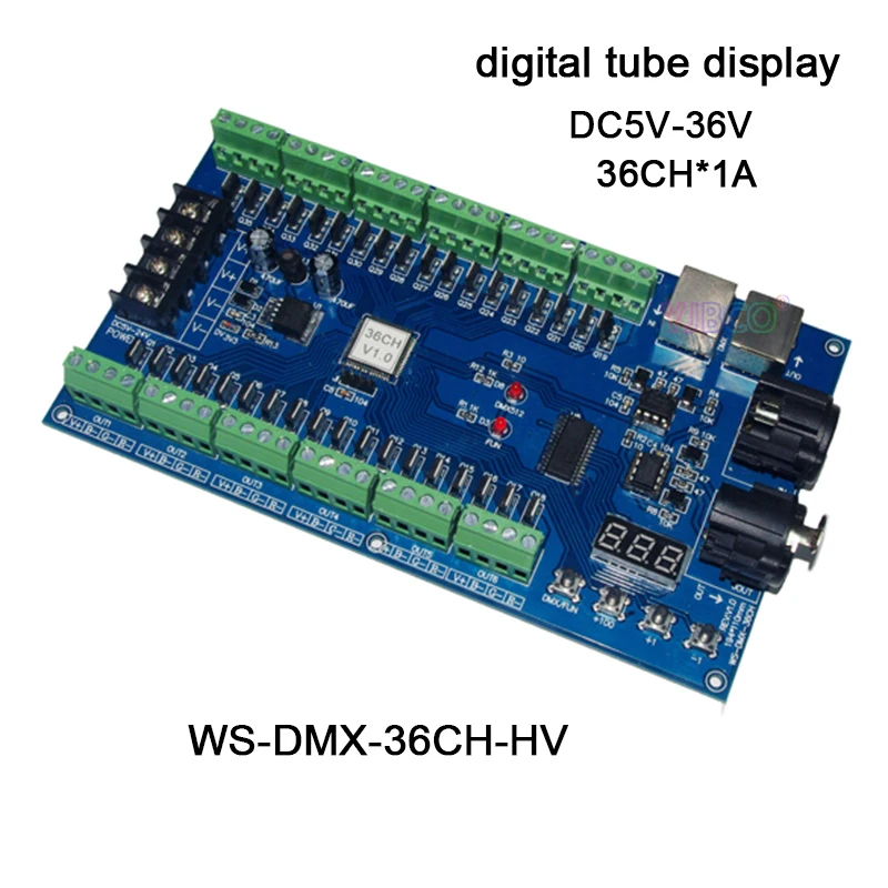 DC5V 36V цифровой трубчатый дисплей 3CH/4CH/12CH/18CH/24CH/36CH DMX512 декодер RGB/RGBW светодиодный