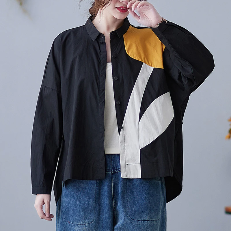 

Masss Wasss Spring Korean New Fashion 2021 Womens Khaki Loose Blouses Ladies Asymmetrical Printed Shirts Female Oversized Tops