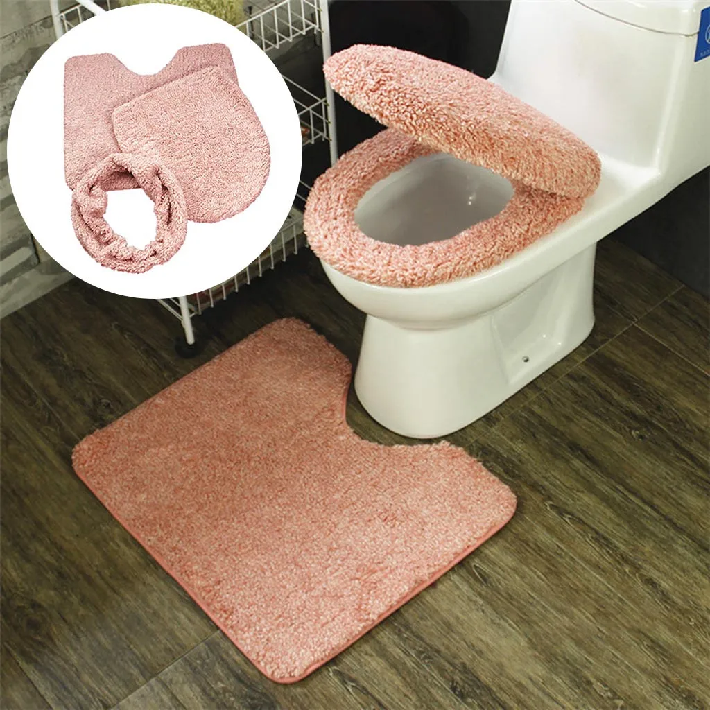 

3 Pcs Set Soft Bathroom Toilet Seat Cushion Pad Closestool Washable Winter Warm Mat Cover Pad Cushion Bathroom Toilet Seat Cover