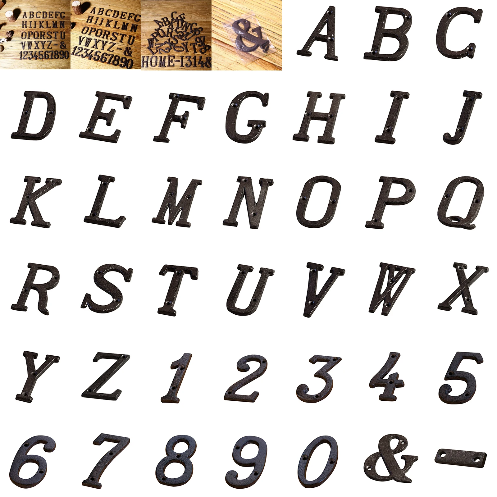 0 to 9 a to z metal letters numbers cast iron decoration house sign doorplate diy cafe wall house door address alphabet number free global shipping