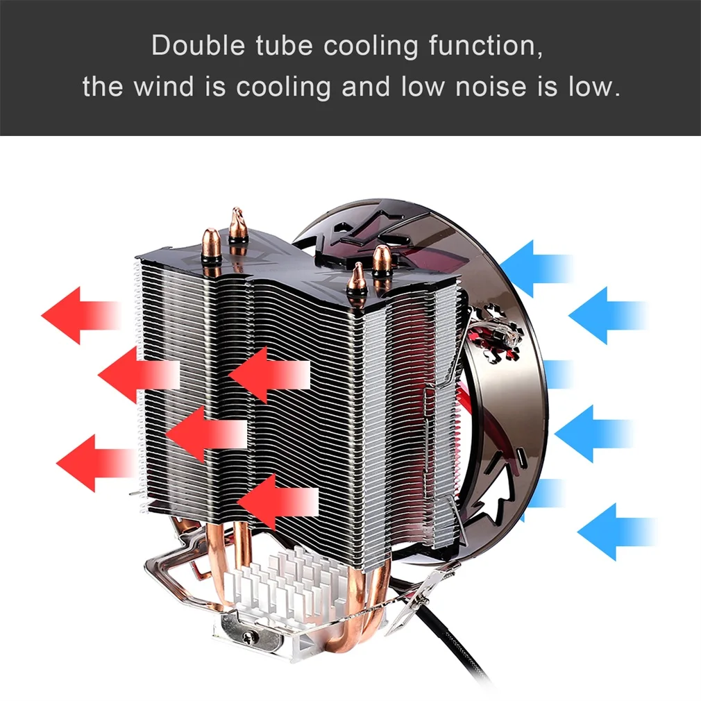 Красный и синий кулер для процессора медный четырехтрубный радиатор латунь