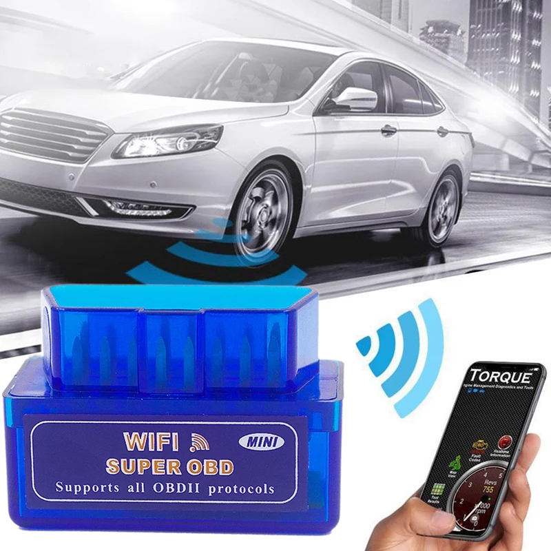 OBD2 Scanner ELM327 V1.5 WIFI OBD 2 Automotive Diagnostic Scanner for Car OBDII Diagnostic Tool Code Reader Blue