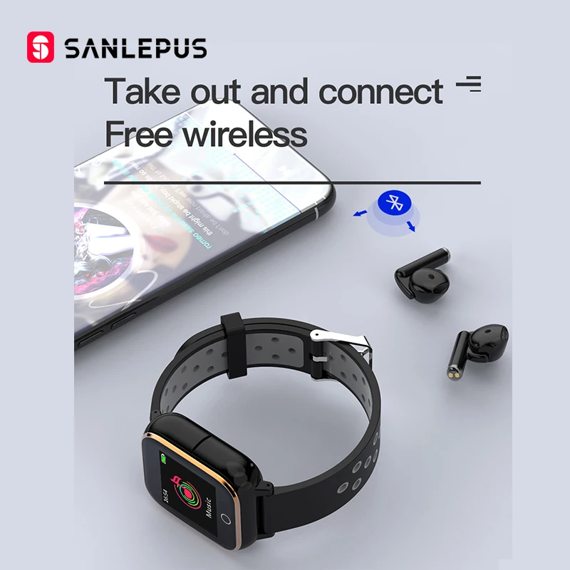 

2021 SANLEPUS Smart Watch With Wireless Headphones MP3 Fitness Bracelet Men Women Smartwatch For Android iOS Apple Xiaomi