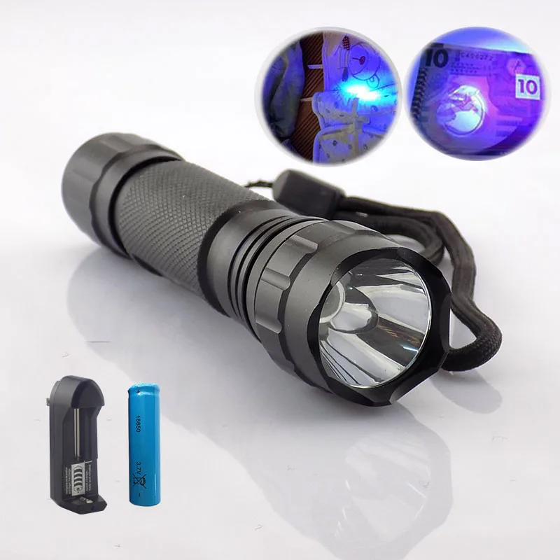 

Светодиодный фонарик УФ лампа 395nm ультрафиолетовые лампы-вспышки фиолетовый цвет Linternas светодиодные лампы фонарь Перезаряжаемые Linterna фона...